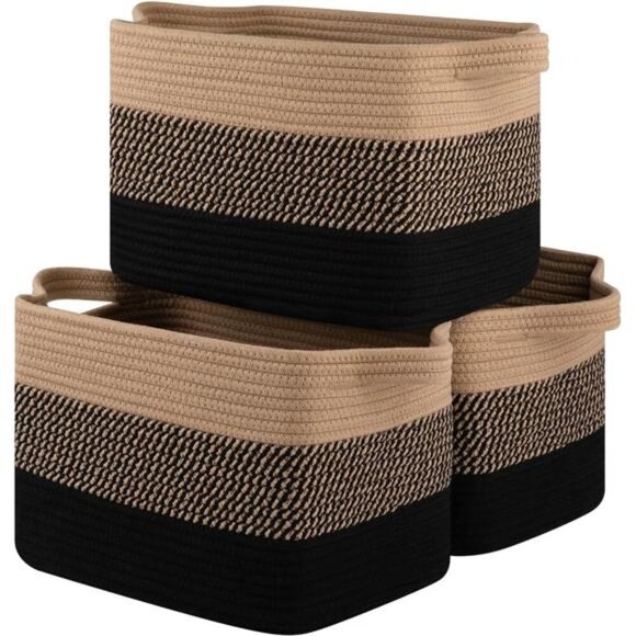 Storage Basket for Organizing Woven Rectangle Bin for Closet Nursery - Picture 1 of 8